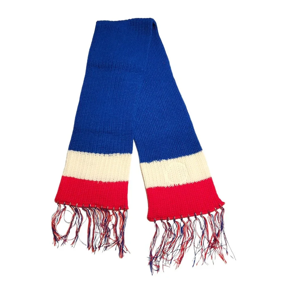 Vintage Levi Strauss & Co. Knit Fringe Scarf Red White Blue Olympics 1984